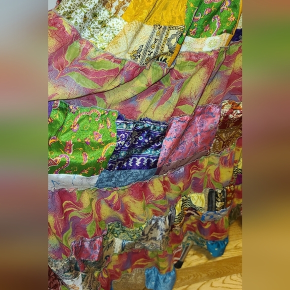 Patchwork 100% silk dress / skirt - Picture 10 of 15